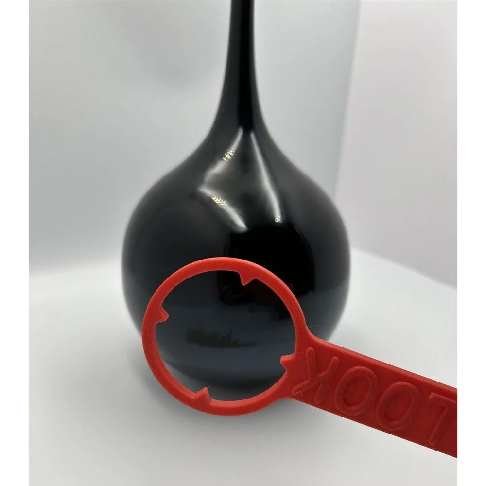Black Art Glass Vase Long Neck Teardrop Modern MCM Style 12
